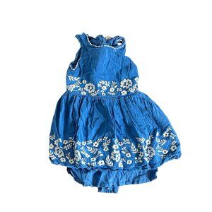 Mini Boden Blue Embroidered Toddler Girls Dress Size 3-4 Years Boho‎